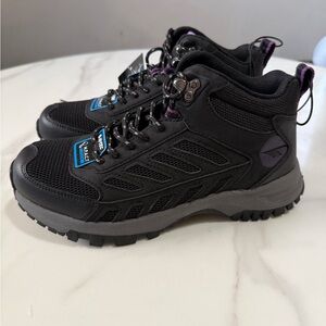 Hi-Tec Black and Purple Women's Lace-Up Trail Boots